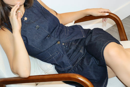 Gilet Vera sans manches en Jean – Coupe Cintrée