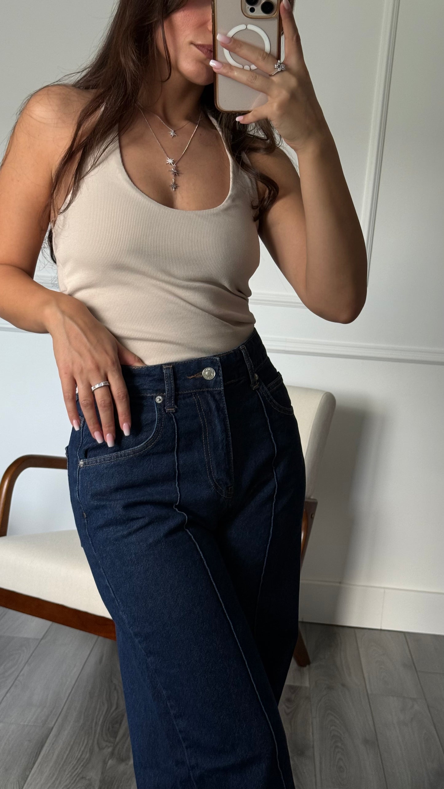 Jean femme Ariane – Coupe droite taille haute – Bleu brut