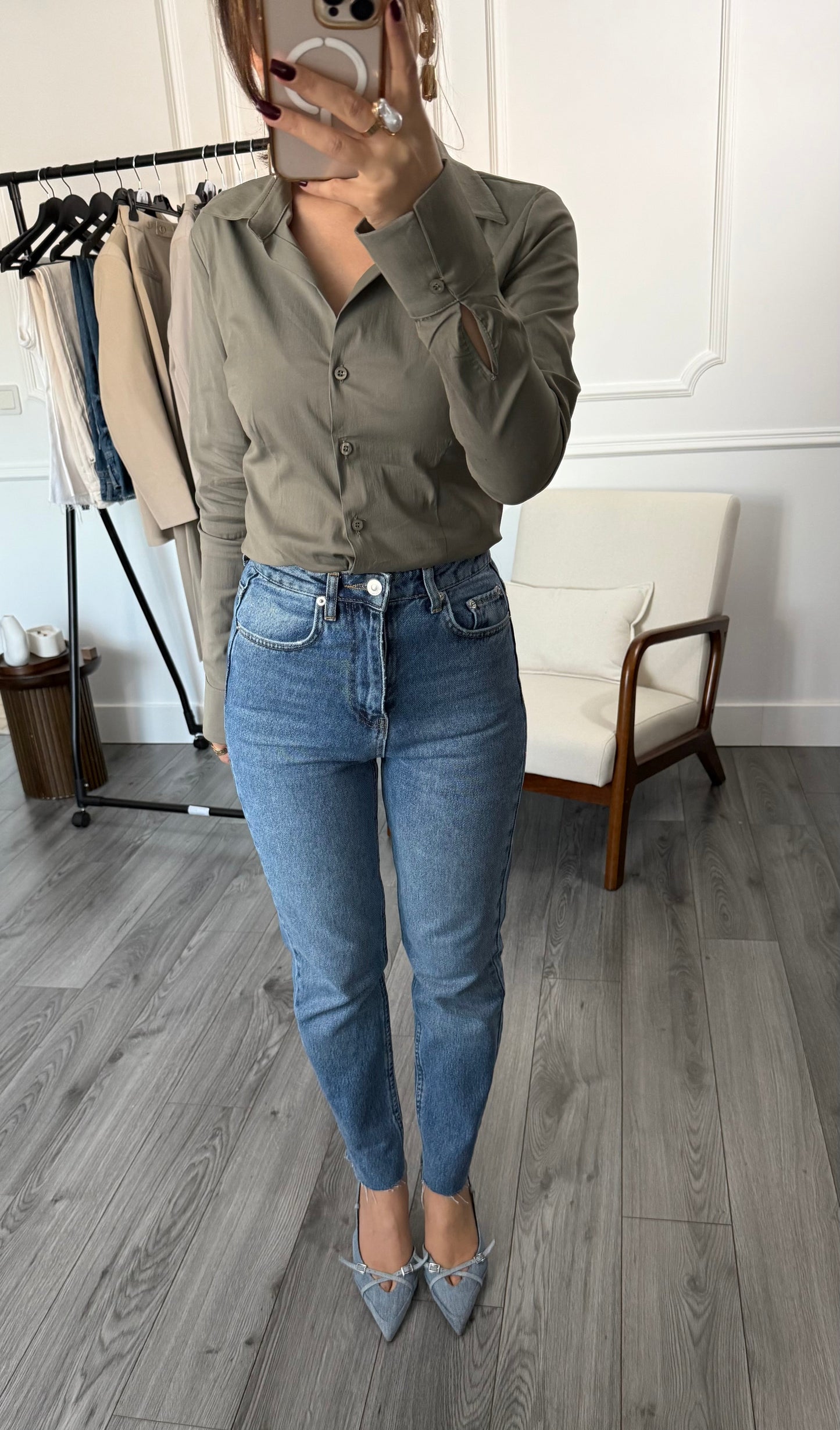 Jean femme Mae – Taille haute coupe ajustée – Bleu clair