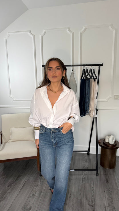 Jean femme Jeanne – Taille haute coupe droite – Bleu moyen