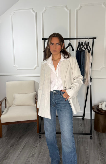 Veste blazer femme Élyna – Gris clair