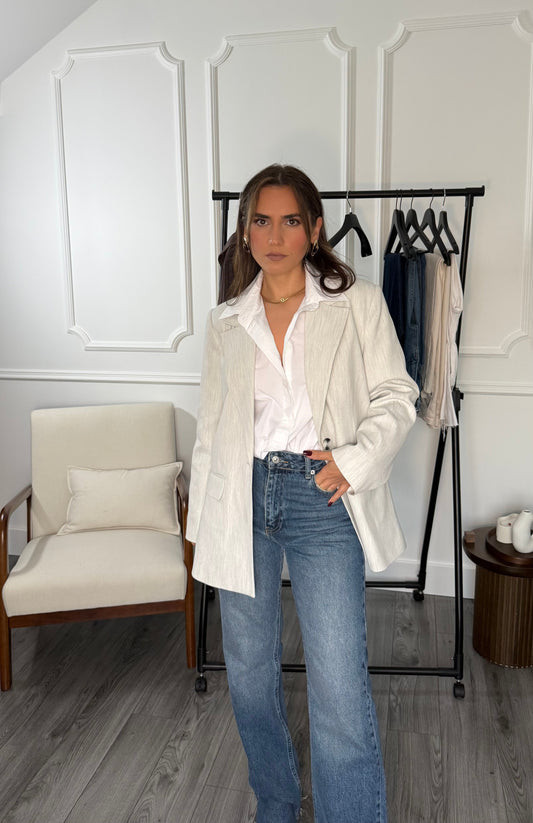 Veste blazer femme Élyna – Gris clair