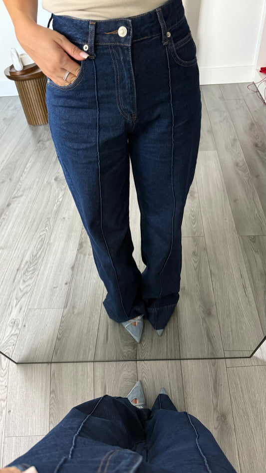 Jean femme Ariane – Coupe droite taille haute – Bleu brut