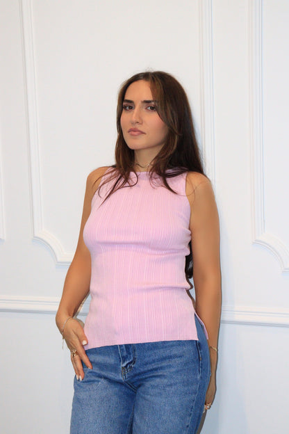 Haut Lina – Top Rose à Fronces Latérales